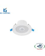 LED downlight with circular frame, the bulb facing downwards

